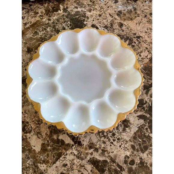 Milk Glass Deviled Egg Plate - Picture 1 of 12